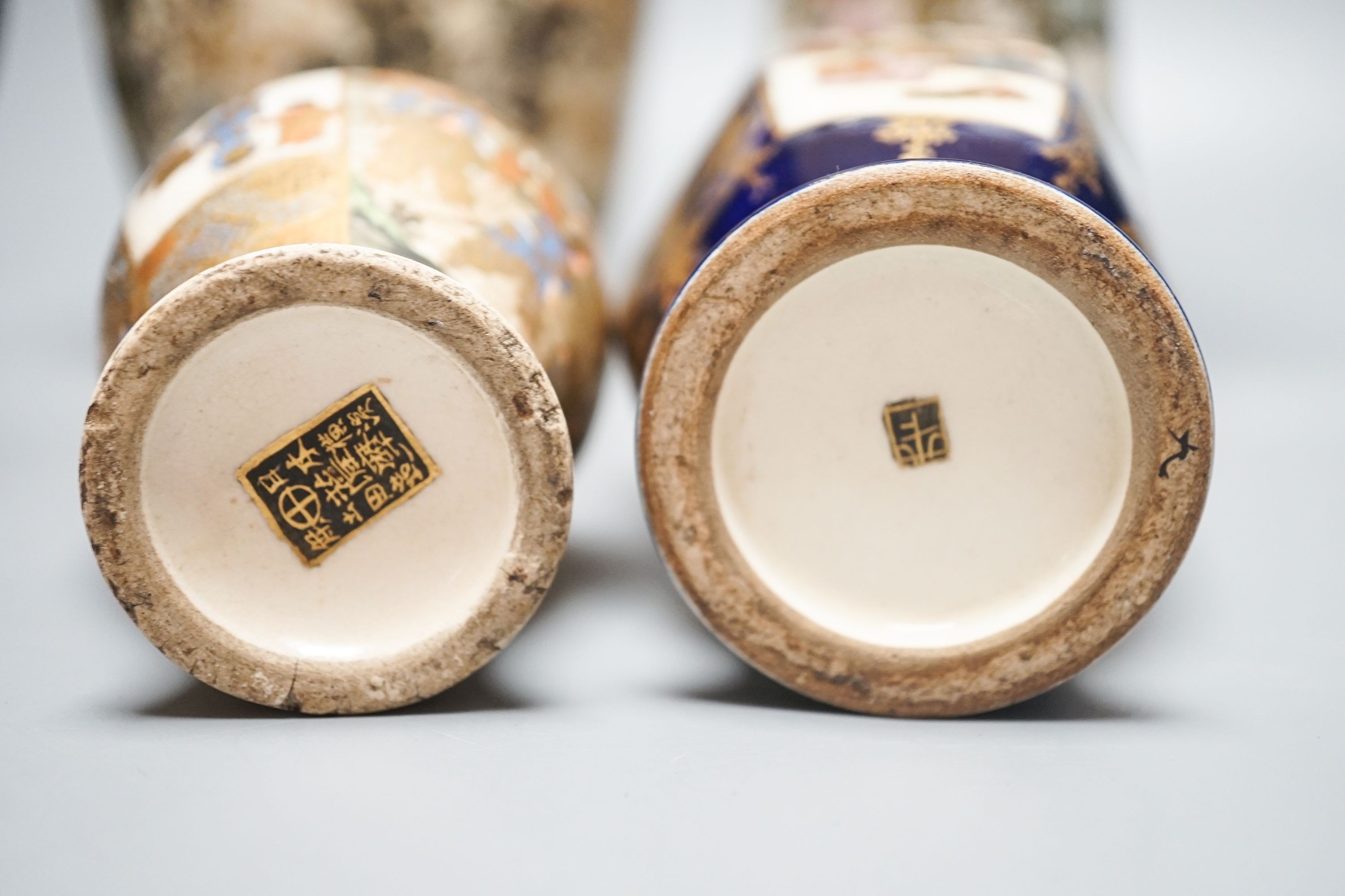 A group of Japanese Satsuma pottery vases, Meiji period, tallest 24.5cm